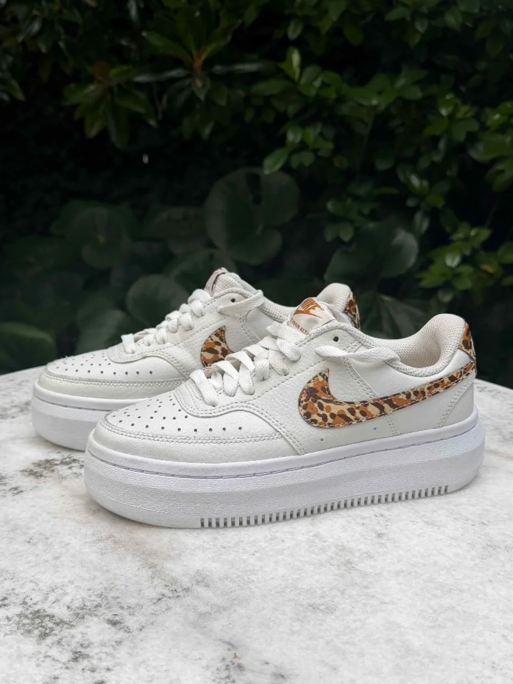 Nike Court Vision Alta Platform sneakers in Leopard Camo Swoosh Women Sz 6